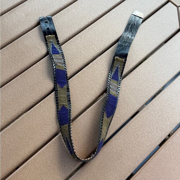 Vintage Black and Blue Beaded Leather Belt Small main image 4